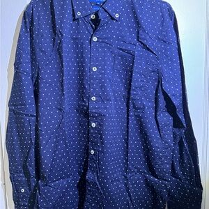 Michael Brandon Navy Blue Polka Dot Button-Down Shirt